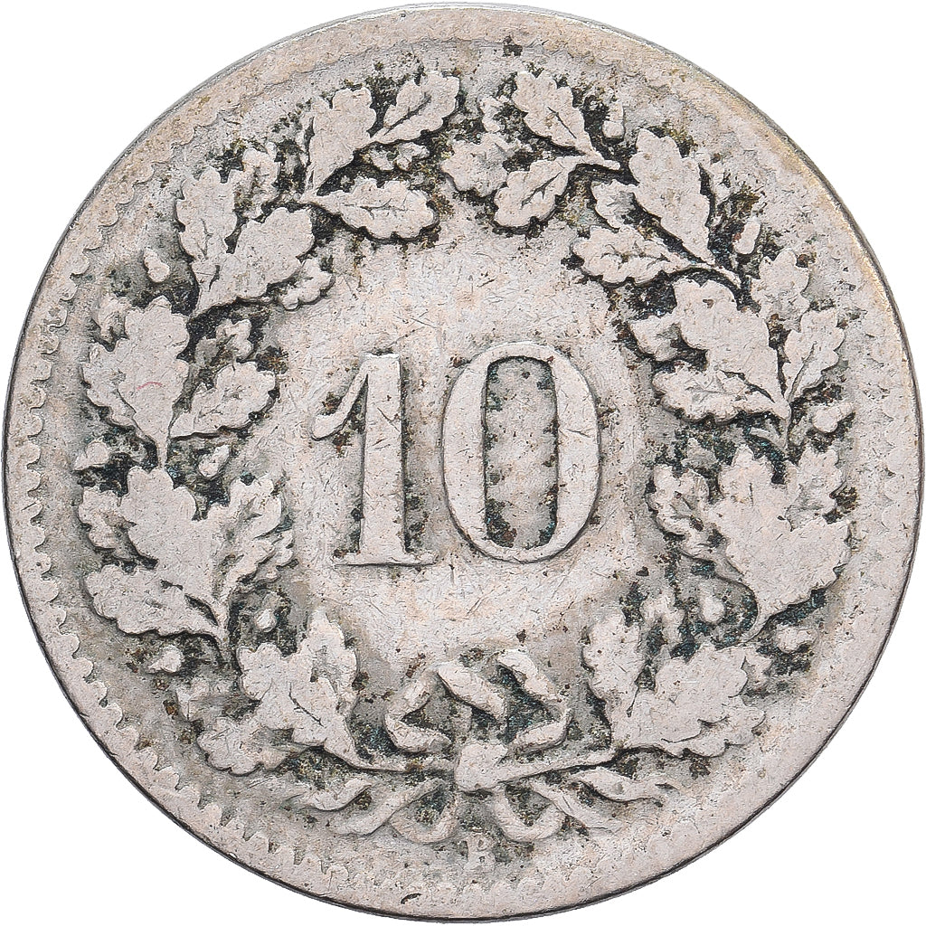 Switzerland, 10 Rappen, Libertas, 1904, Bern, Copper-nickel, F(12-15), KM:27