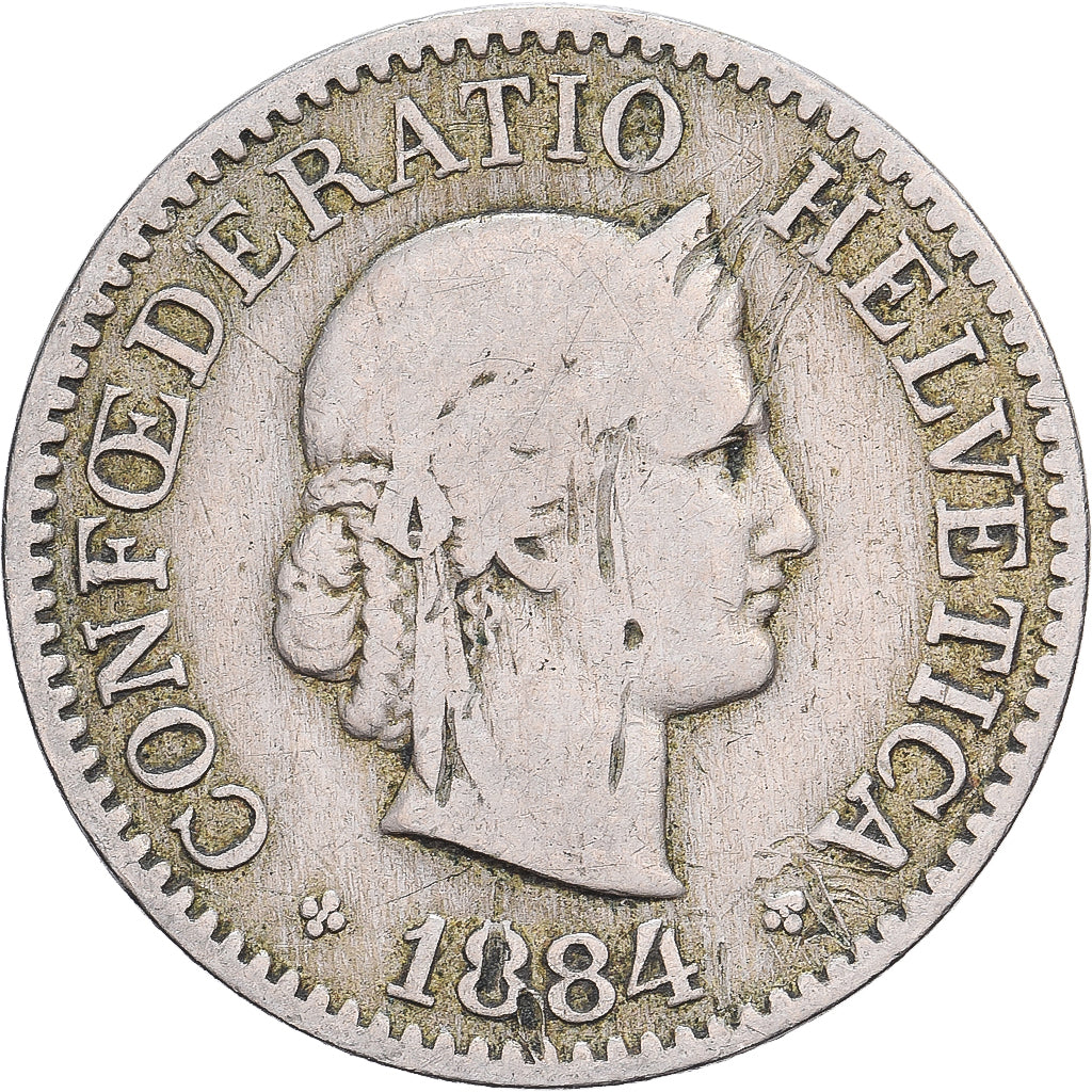 Switzerland, 10 Rappen, Libertas, 1884, Bern, Copper-nickel, F(12-15), KM:27