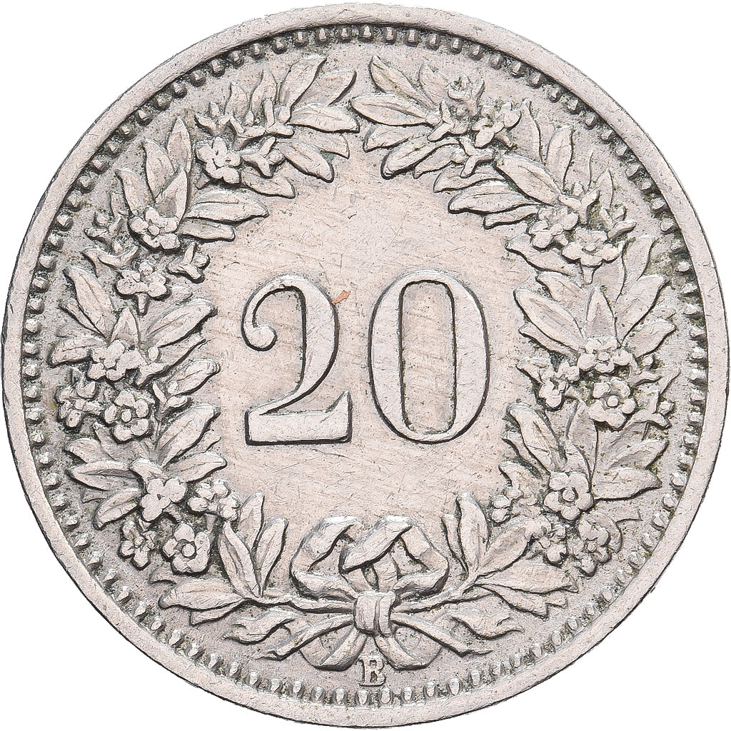 Suiza, 20 Rappen, Libertas, 1947, Bern, Cobre - níquel, MBC, KM:29a