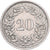 Suiza, 20 Rappen, Libertas, 1947, Bern, Cobre - níquel, MBC, KM:29a