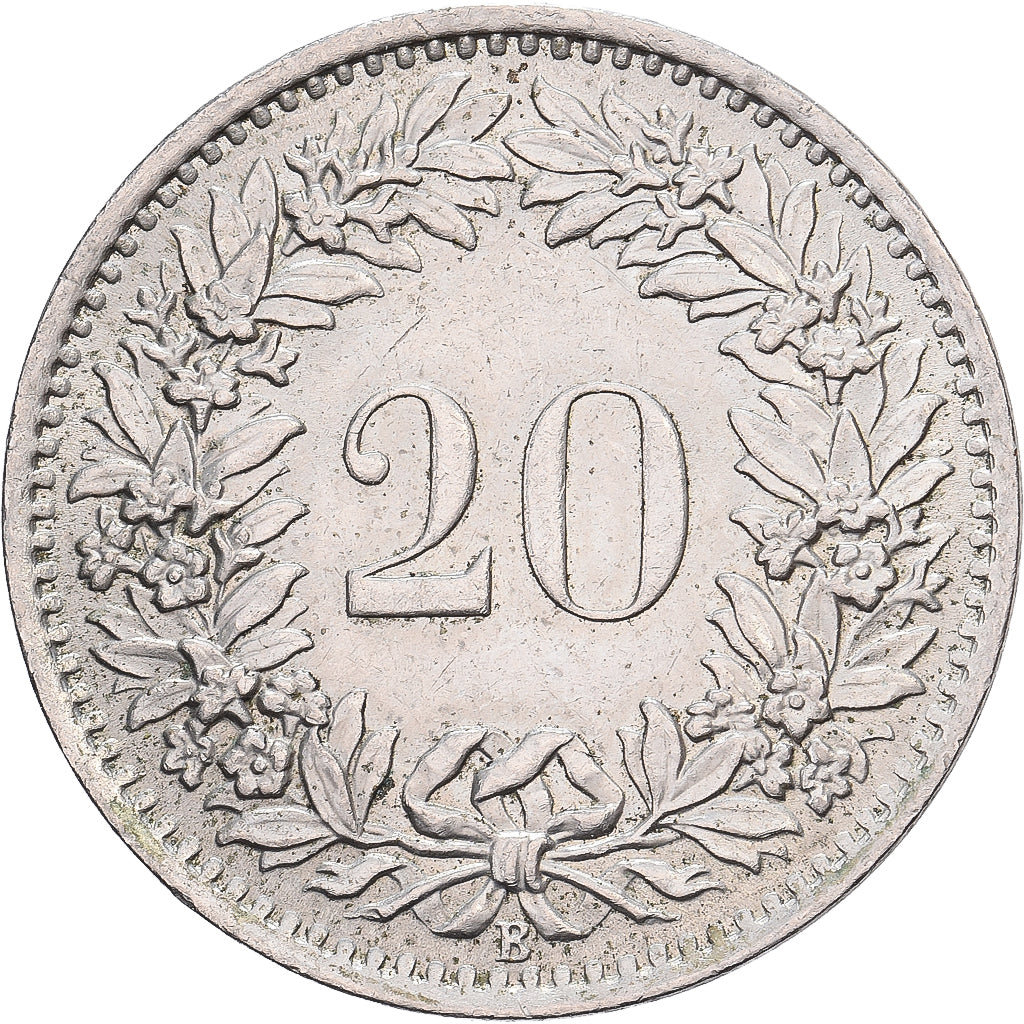 Suiza, 20 Rappen, Libertas, 1969, Bern, Cobre - níquel, MBC+, KM:29a