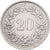 Suiza, 20 Rappen, Libertas, 1969, Bern, Cobre - níquel, MBC+, KM:29a