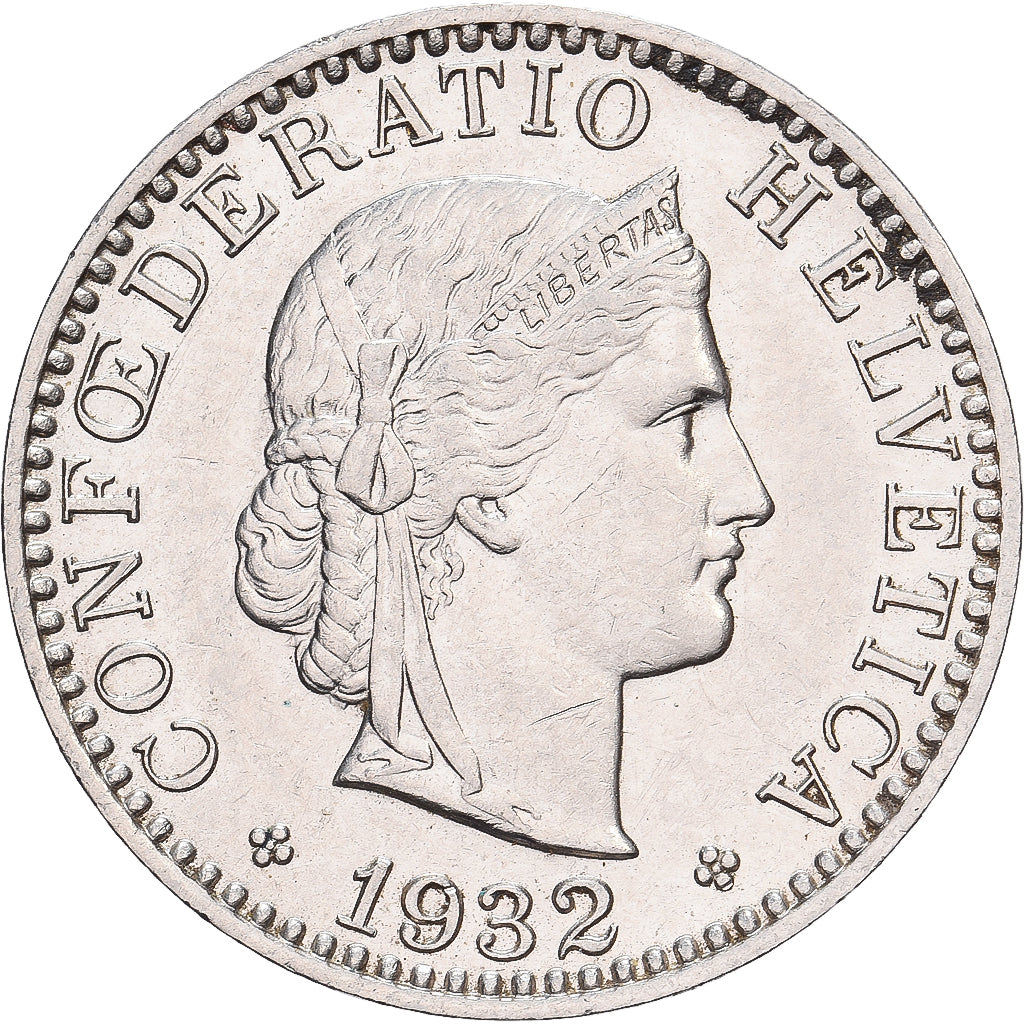 Zwitserland, 20 Rappen, Libertas, 1932, Bern, Cupro-nikkel, PR, KM:29a