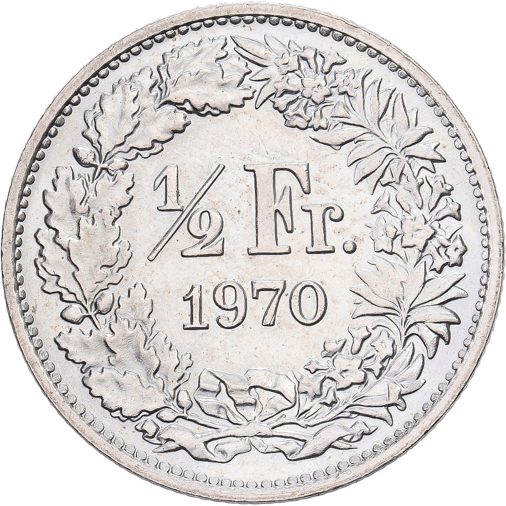 Suiza, 1/2 Franc, 1970, Bern, Cobre - níquel, EBC, KM:23a.1