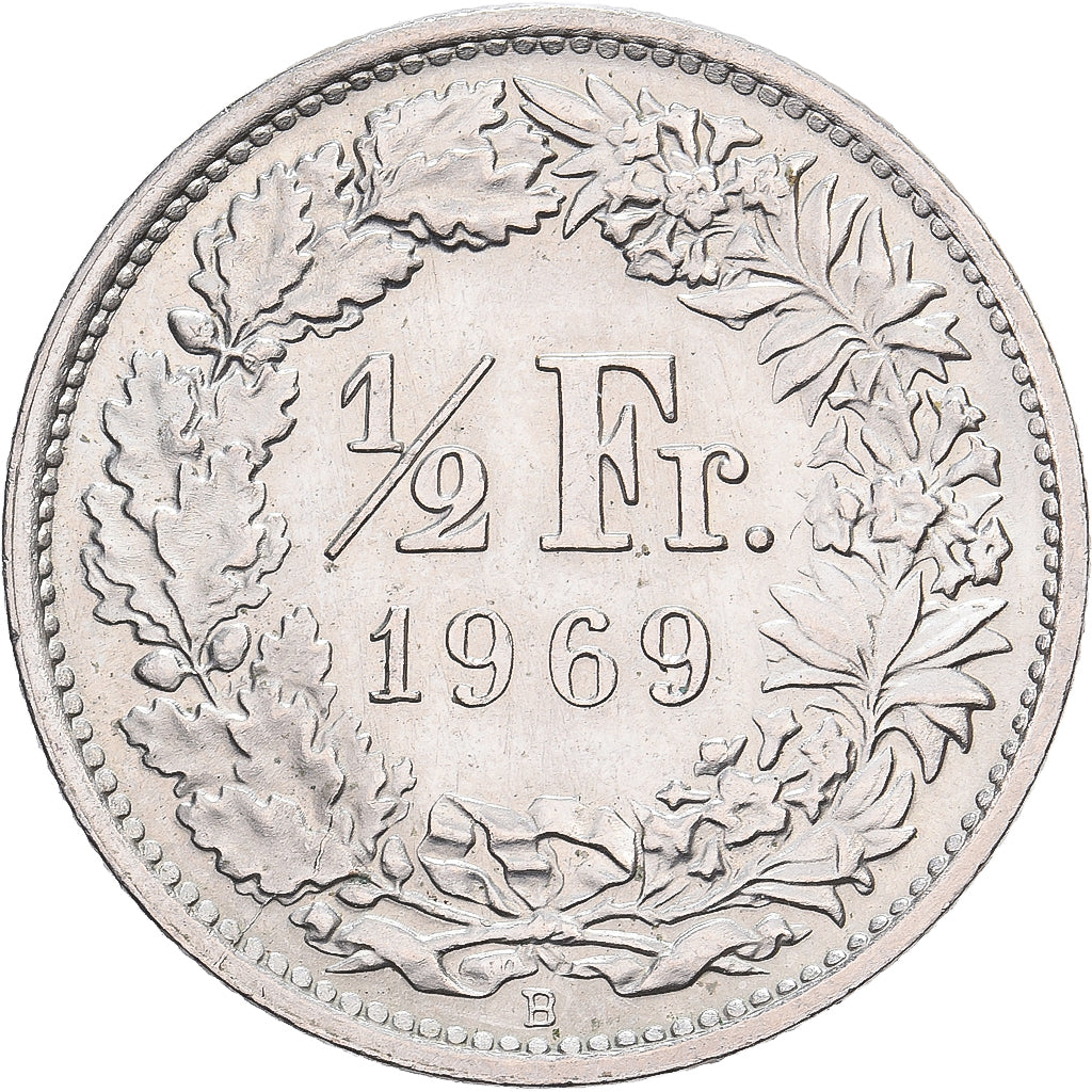 Zwitserland, 1/2 Franc, 1969, Bern, Cupro-nikkel, ZF+, KM:23