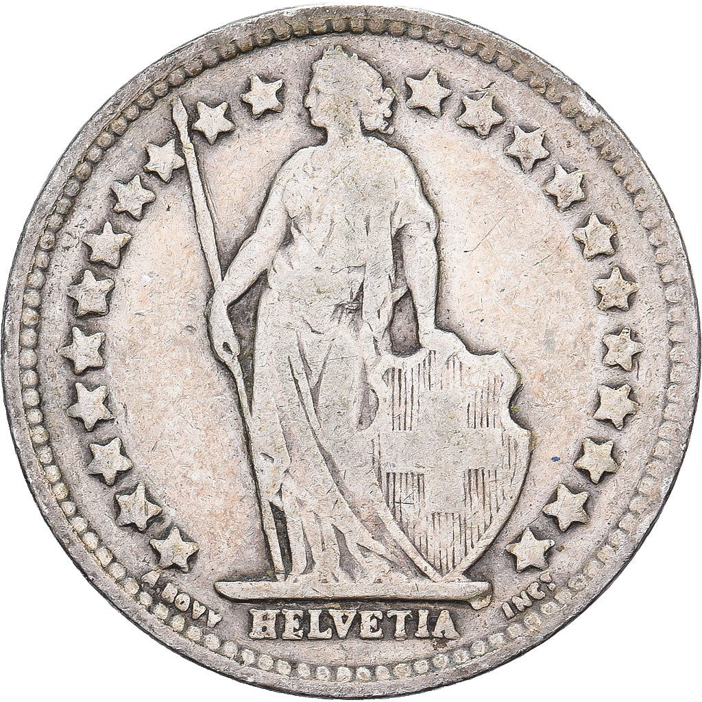 Suiza, 1/2 Franc, 1914, Bern, Plata, BC+, KM:23