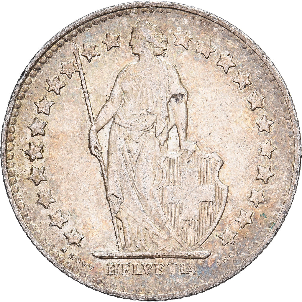 Suiza, 1/2 Franc, 1948, Bern, Plata, BC+, KM:23