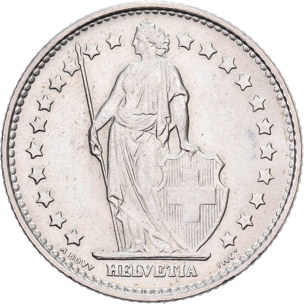 Zwitserland, 1 Franc, Helvetia, 1968, Bern, Zilver, ZF+, KM:24