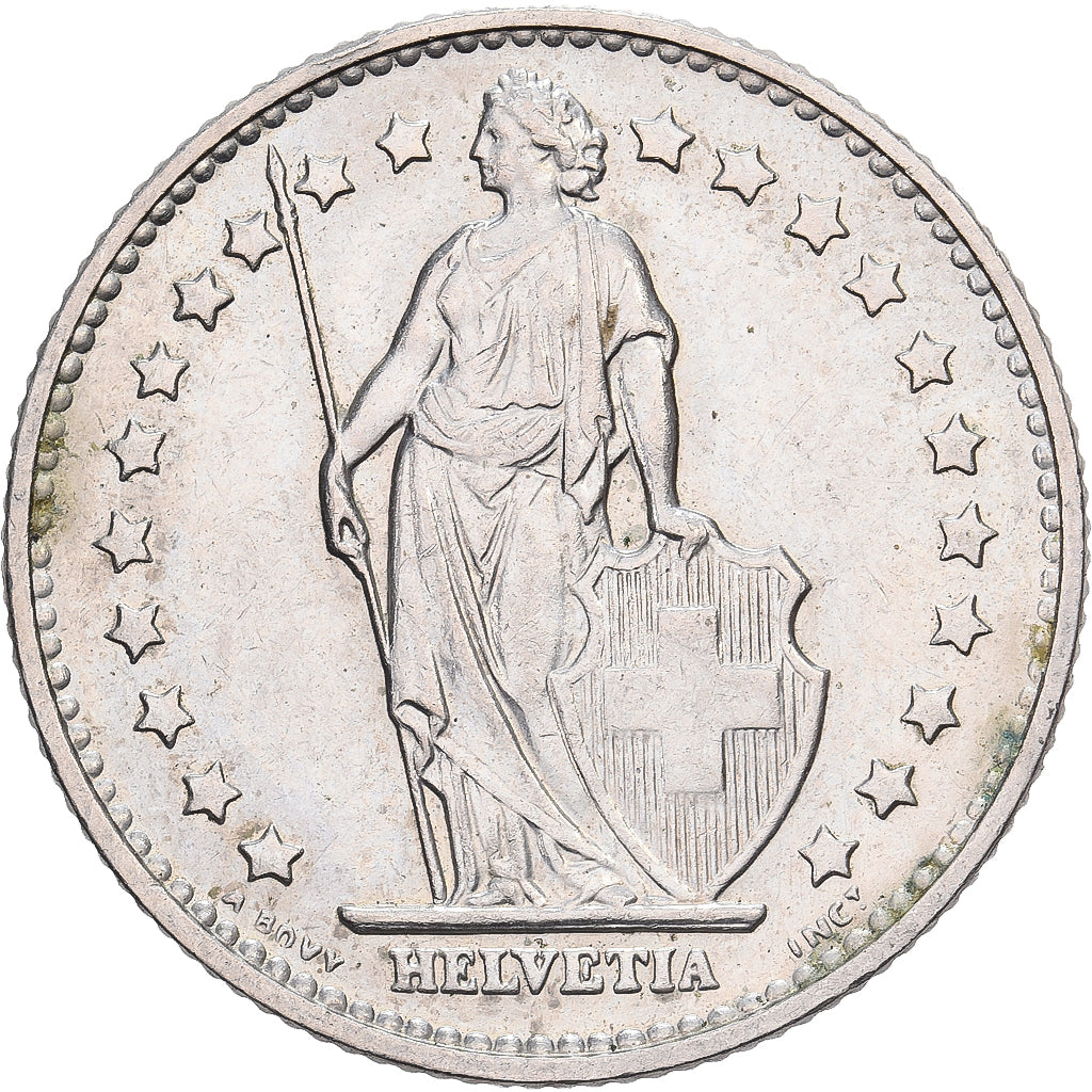 Suiza, 1 Franc, Helvetia, 1969, Bern, Plata, MBC+, KM:24