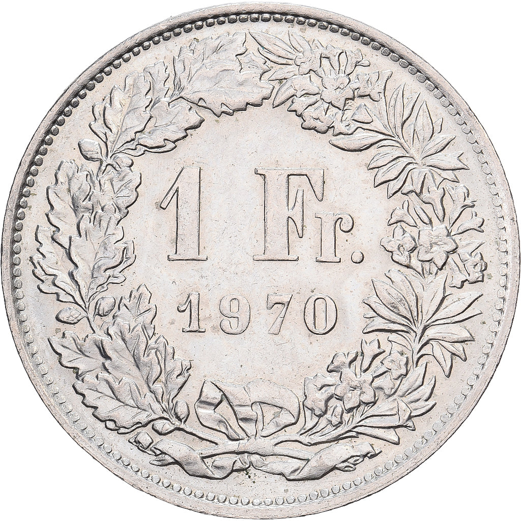 Suiza, 1 Franc, Helvetia, 1970, Bern, Cupro Nickel, EBC, KM:24
