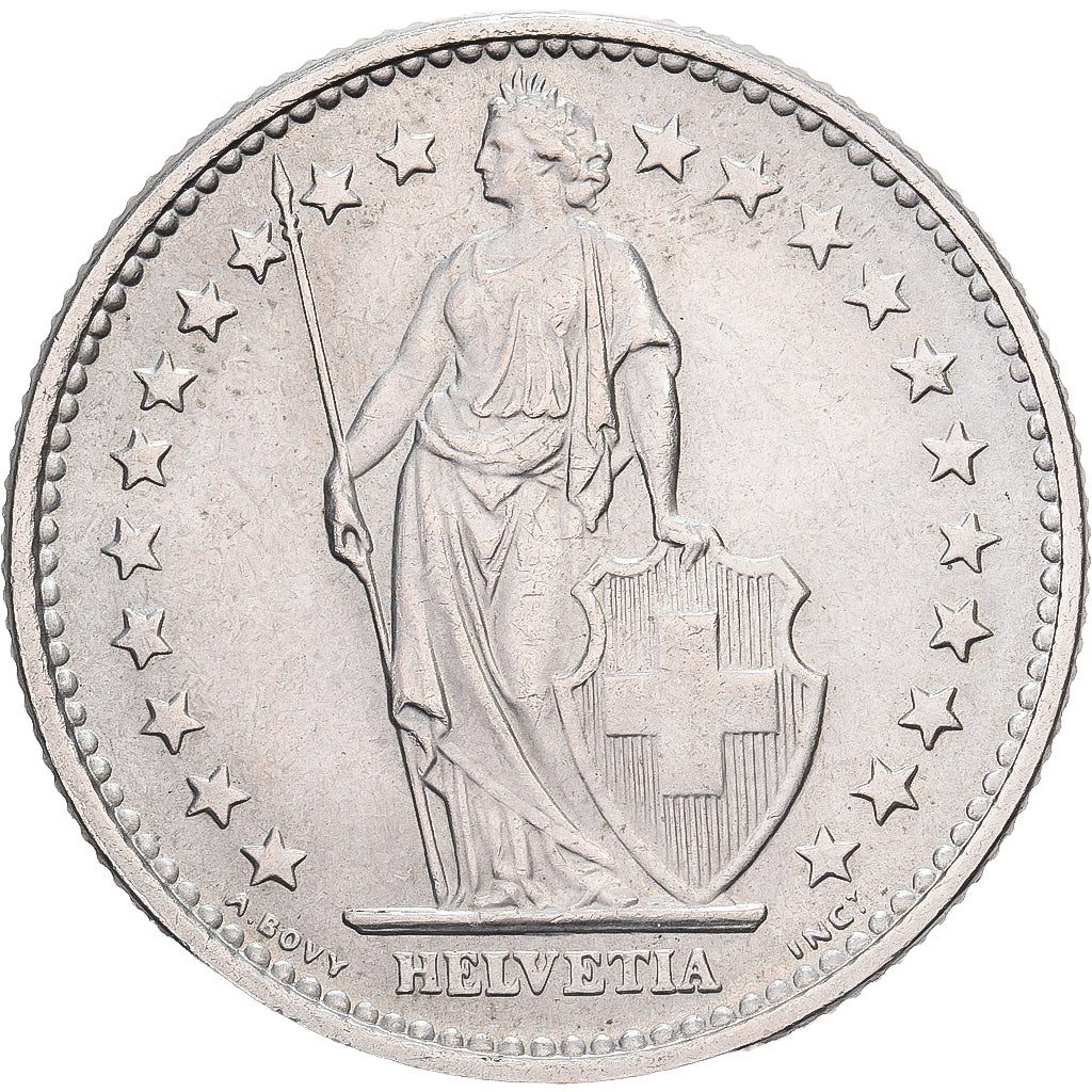 Zwitserland, 2 Francs, Helvetia, 1968, Bern, Cupro-nikkel, PR