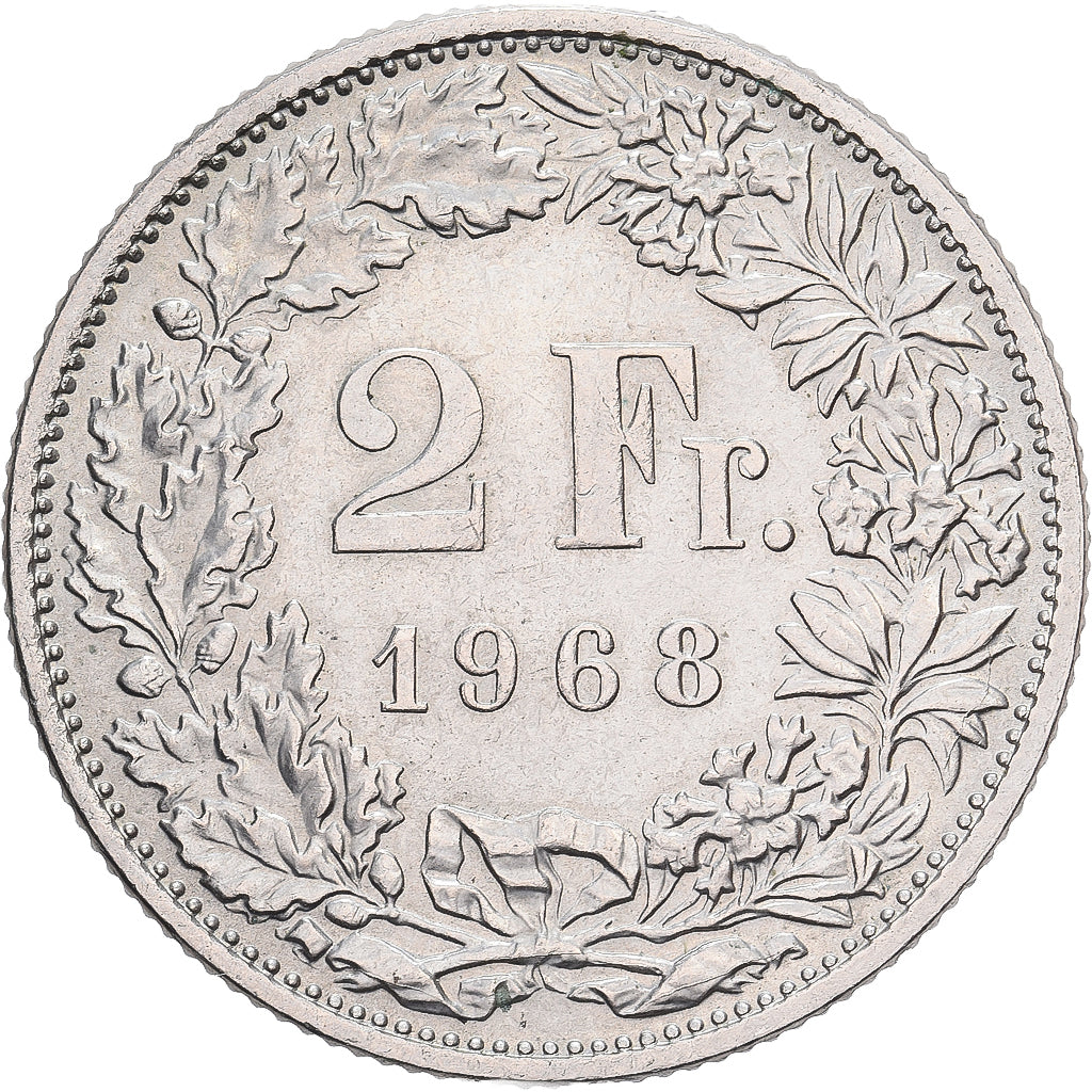 Zwitserland, 2 Francs, Helvetia, 1968, Bern, Cupro-nikkel, PR