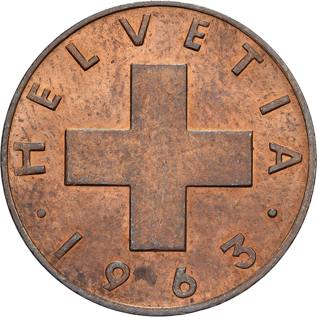 Zwitserland, 1 Rappen, 1963, Bern, Bronzen, FR, KM:21