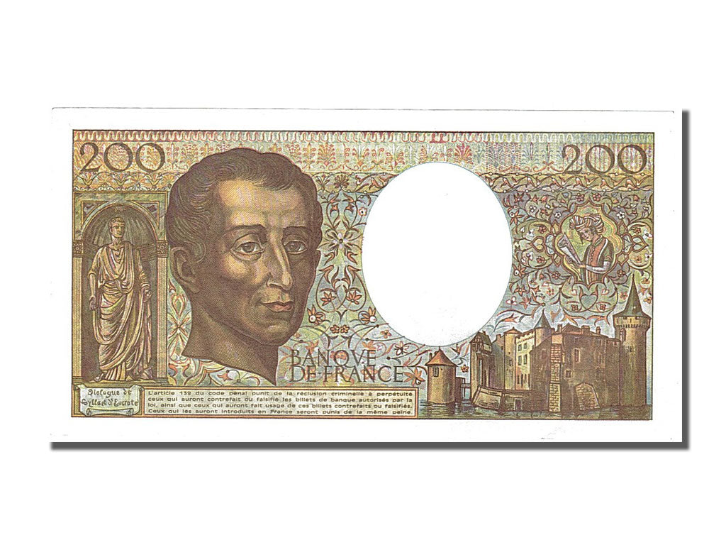 Banknot, Francja, 200 Francs, Montesquieu, 1990, AU(55-58), Fayette:70.10 a)