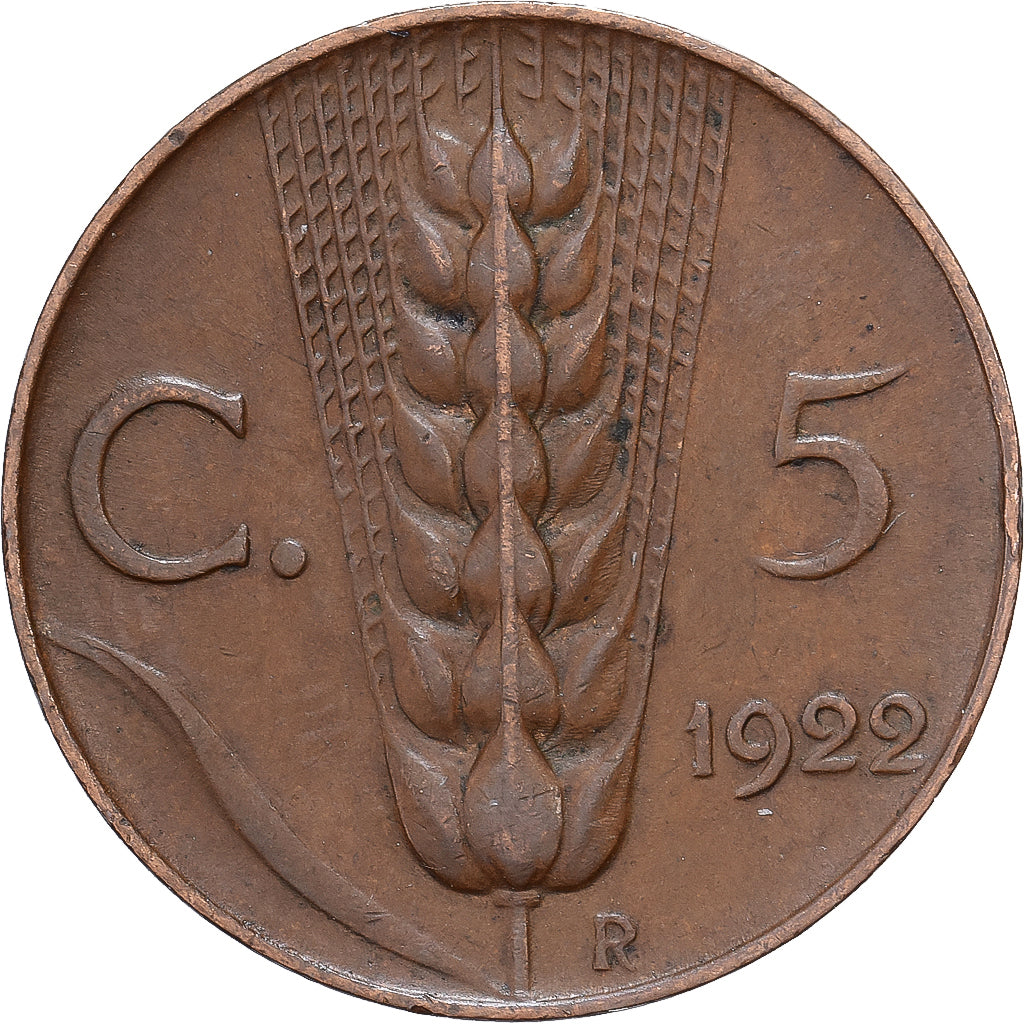 Italien, Vittorio Emanuele III, 5 Centesimi, 1922, Rome, Bronze, SS+, KM:59