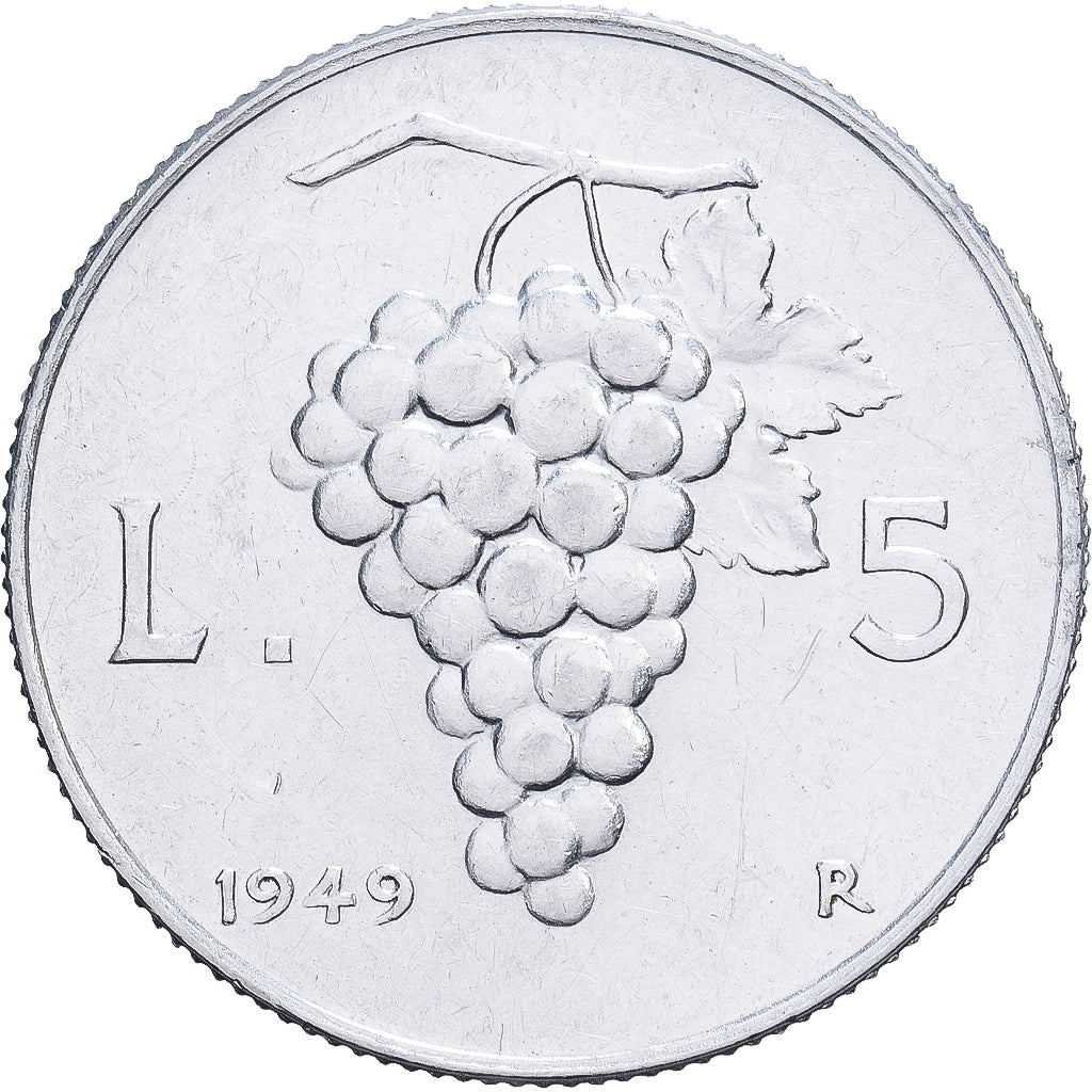 Italien, 5 Lire, 1949, Rome, Aluminium, SS+, KM:89