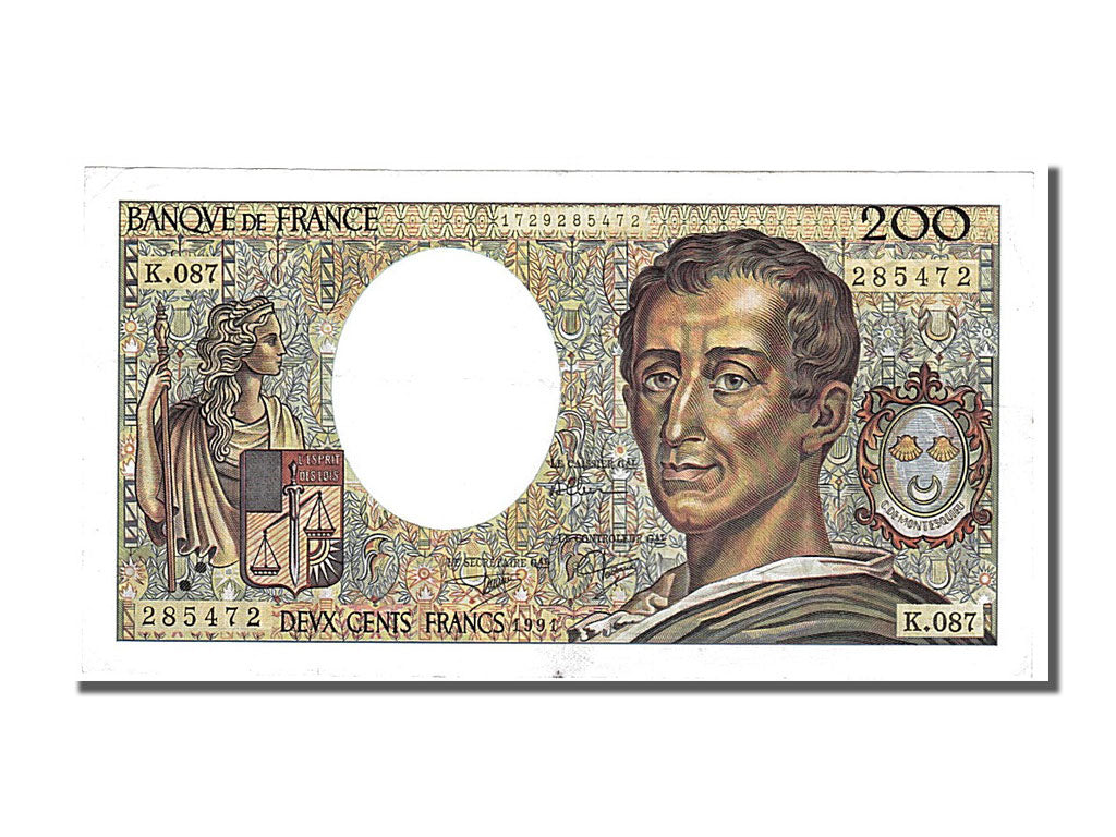 Banconote, Francia, 200 Francs, 200 F 1981-1994 ''Montesquieu'', 1991, BB+