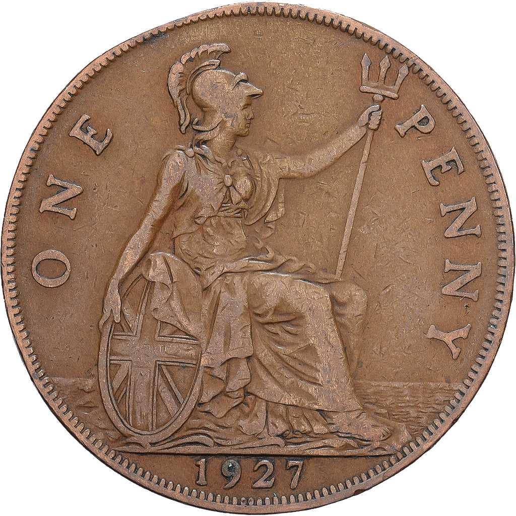 United Kingdom, George V, Penny, 1927, London, Small head, Bronze, AU(50-53)