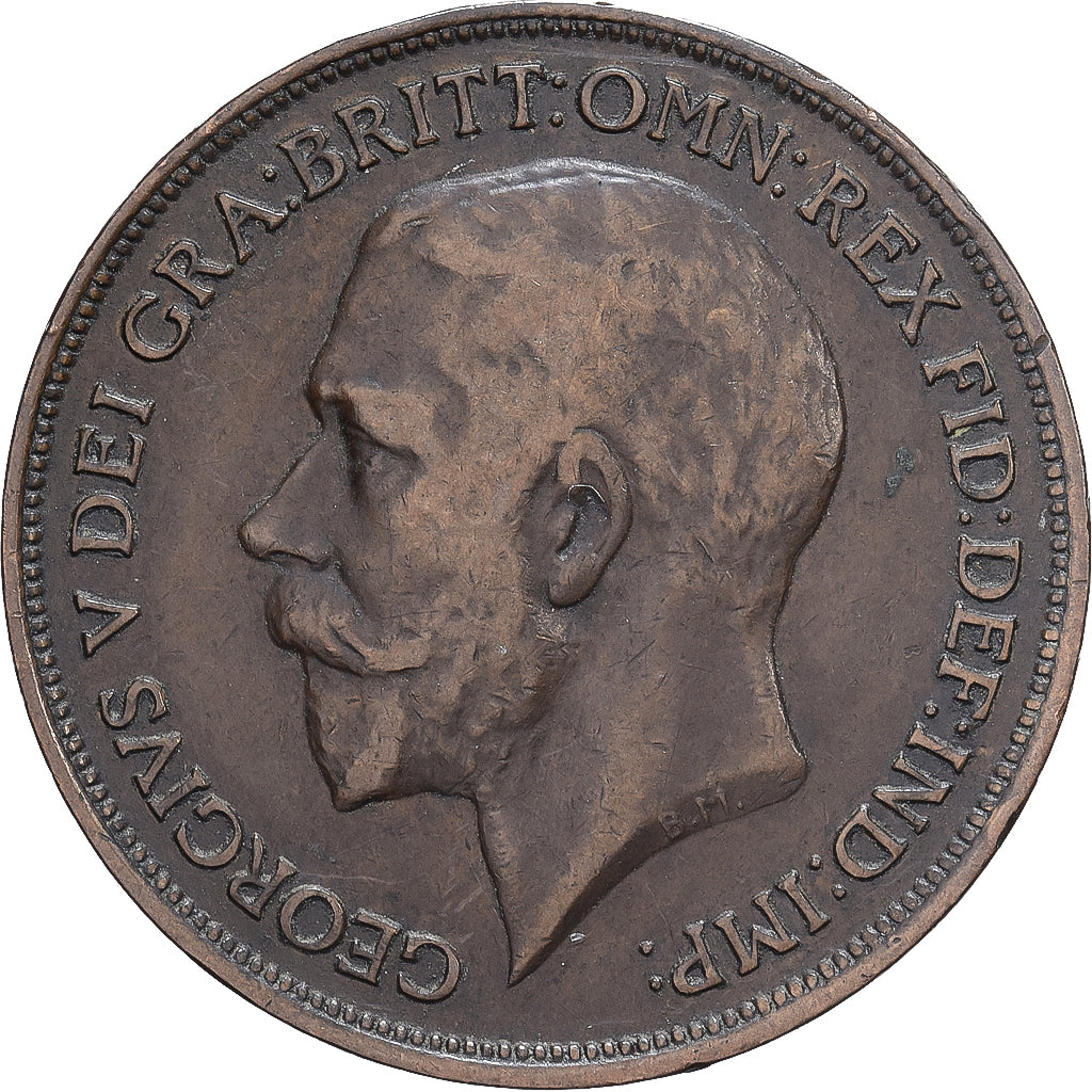 United Kingdom, George V, Penny, 1913, London, Small head, Bronze, SS+