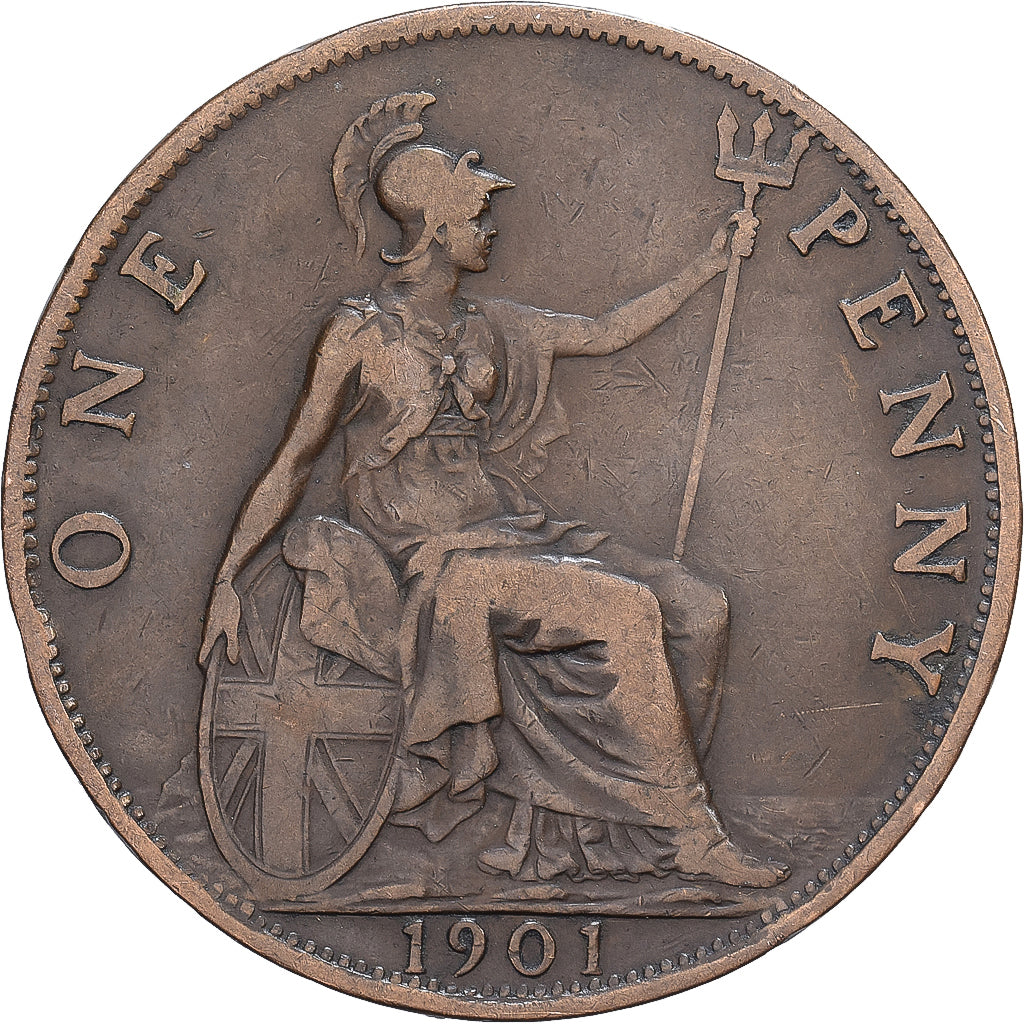 Reino Unido, Victoria, Penny, 1901, London, Bronze, EF(40-45), KM:790