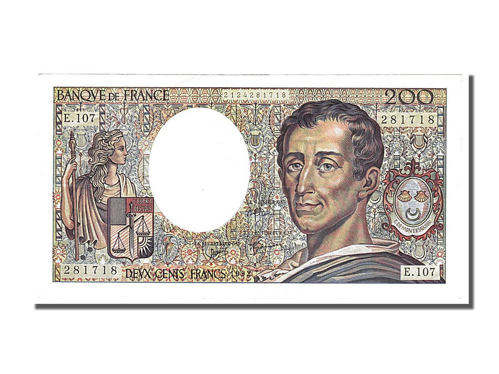 Biljet, Frankrijk, 200 Francs, 200 F 1981-1994 ''Montesquieu'', 1992, TTB+