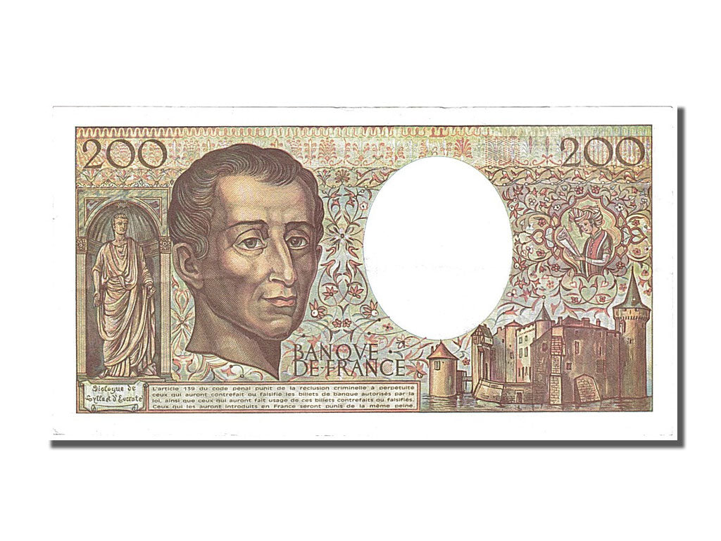 Biljet, Frankrijk, 200 Francs, 200 F 1981-1994 ''Montesquieu'', 1992, TTB+