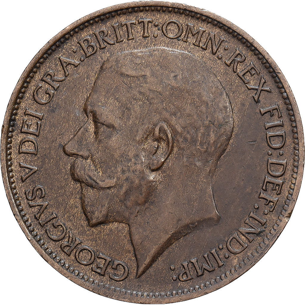 Reino Unido, George V, 1/2 Penny, 1918, London, Bronce, MBC+, Spink:4058, KM:837
