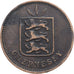 Guernsey, Victoria, 4 Doubles, 1889, Heaton, Brązowy, VF(30-35), KM:5