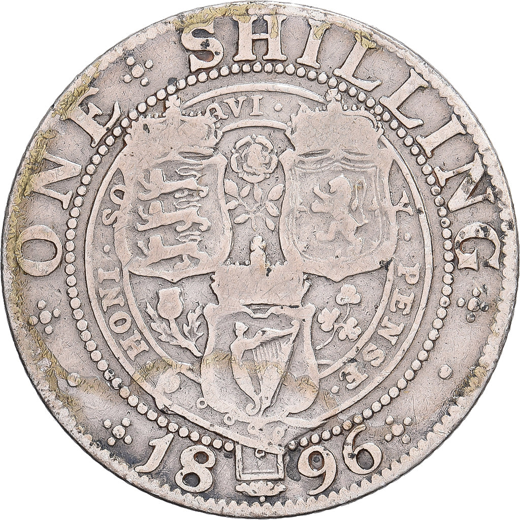 Groot Bretagne, Victoria, Shilling, 1896, Zilver, FR+, KM:780