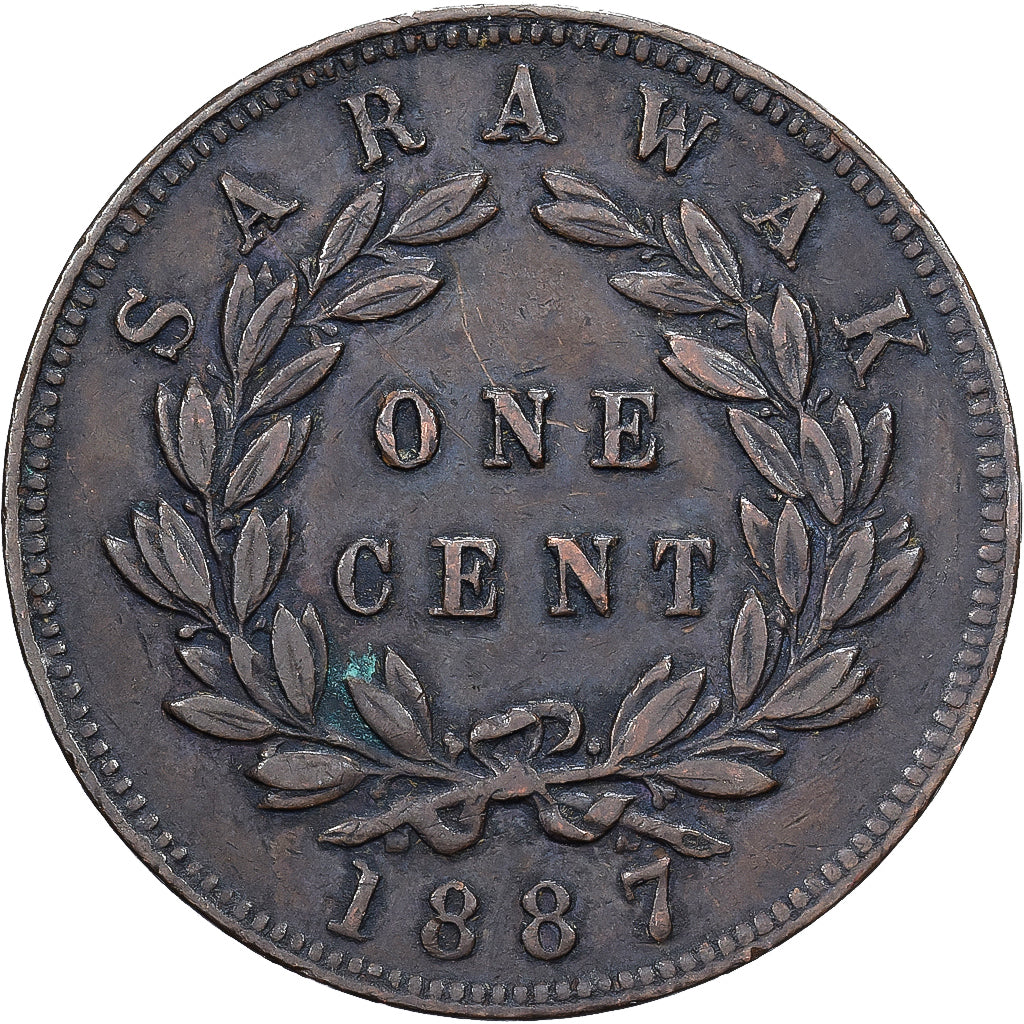 Sarawak, Charles J. Brooke, Cent, 1887, Heaton, Bronce, MBC