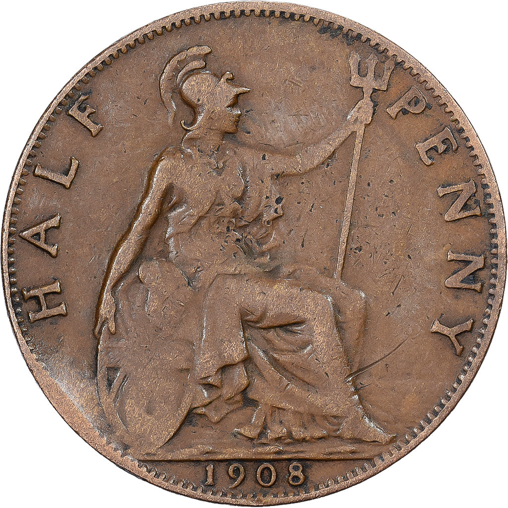 Great Britain, 1/2 Penny, 1908, Bronze, VF(30-35), KM:793