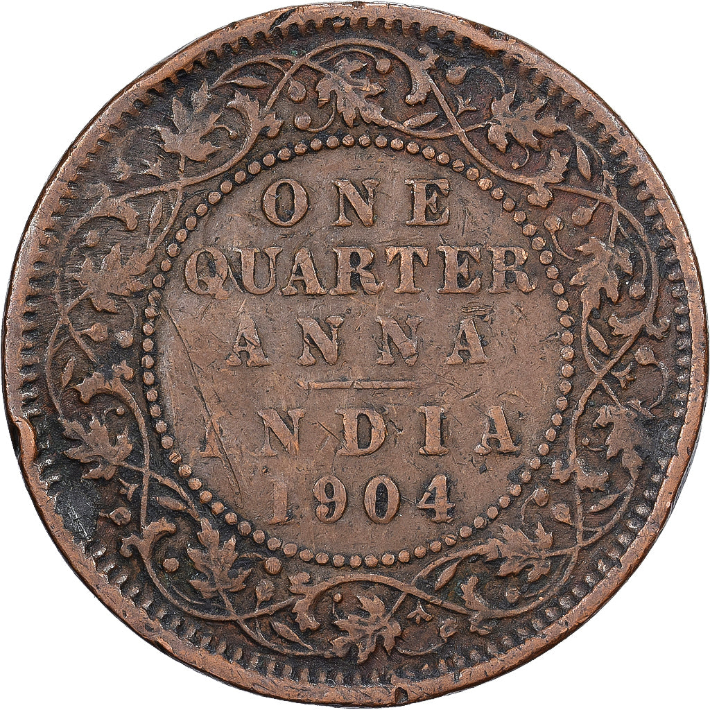 India, 1/4 Anna, 1904, Cuivre, VF(30-35), KM:15