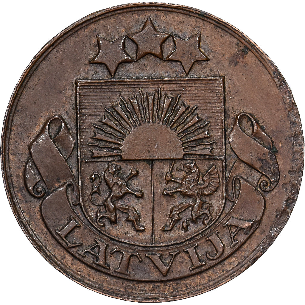 Latvia, Santims, 1924, Bronze, AU(50-53), KM:1