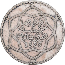 Morocco, 'Abd al-Hafiz, 1/2 Rial, 5 Dirhams, 1911/AH1329, bi-Bariz, Silver