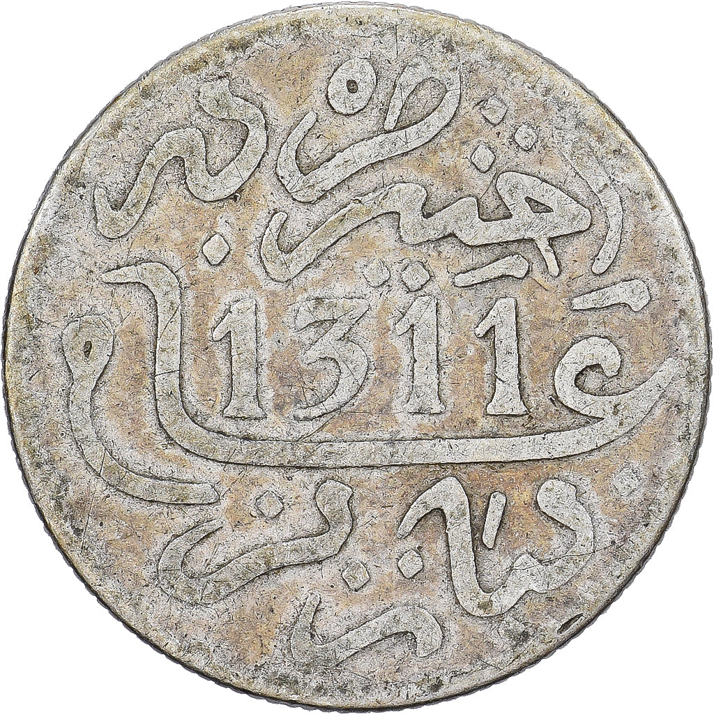 Maroko, Moulay al-Hasan I, Dirham, 1893/1311 AH, Paris, Srebro, VF(30-35), KM:5