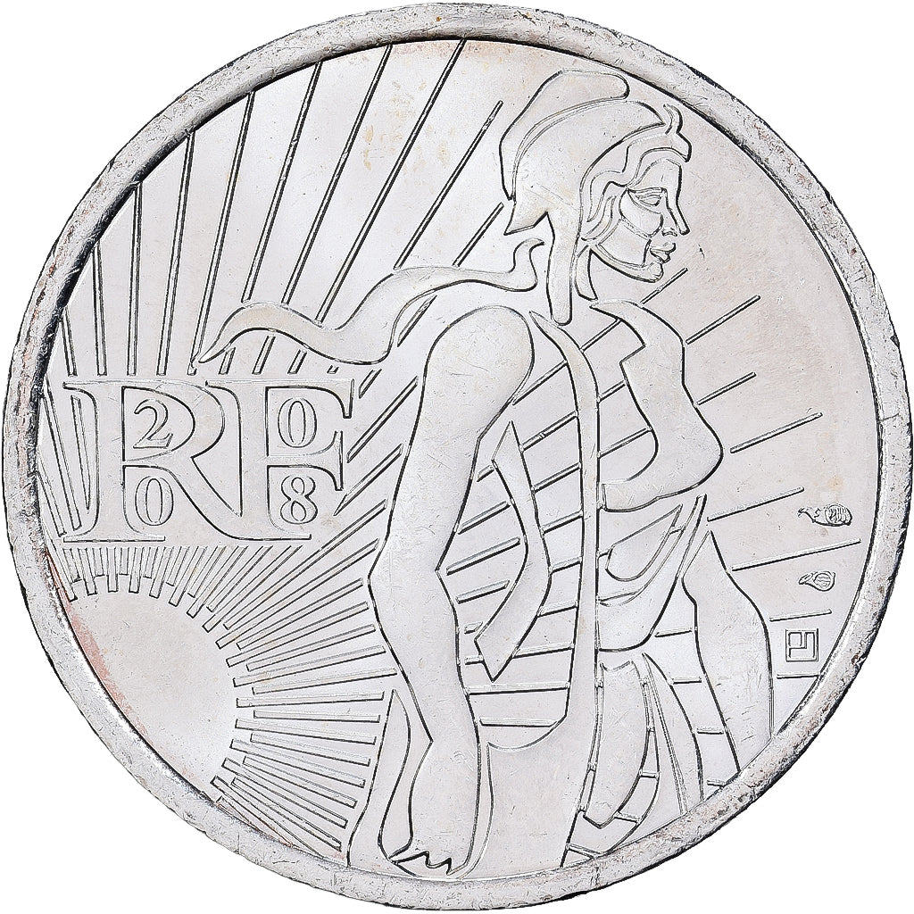 França, 5 Euro, 2008, Monnaie de Paris, Semeuse, MS(63), Prata, KM:1534
