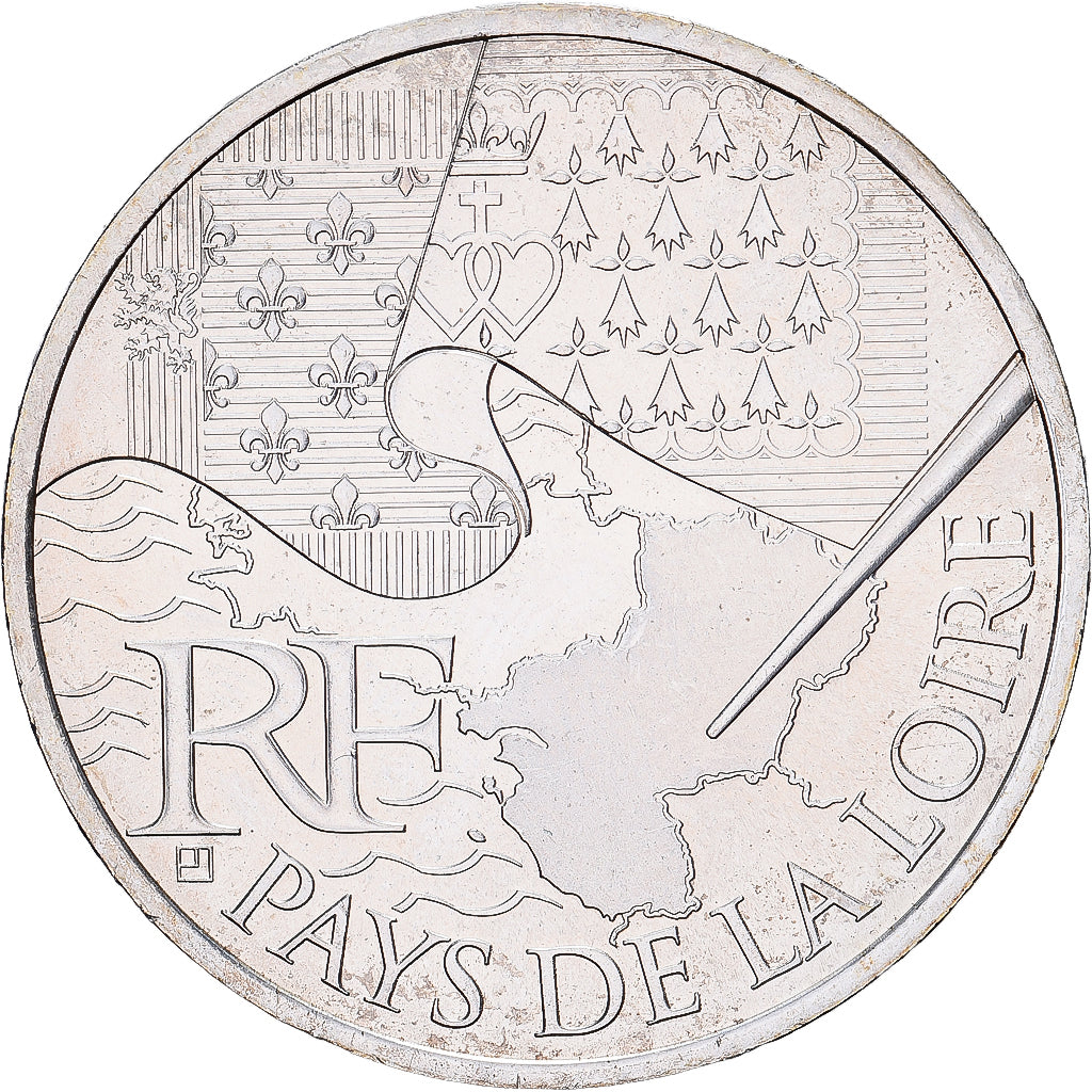 Francia, 10 Euro, Pays de la Loire, 2010, Paris, SPL, Argento, KM:1665