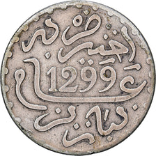 Morocco, Moulay al-Hasan I, 1/2 Dirham, 1881/1299 AH, Paris, Silver, EF(40-45)