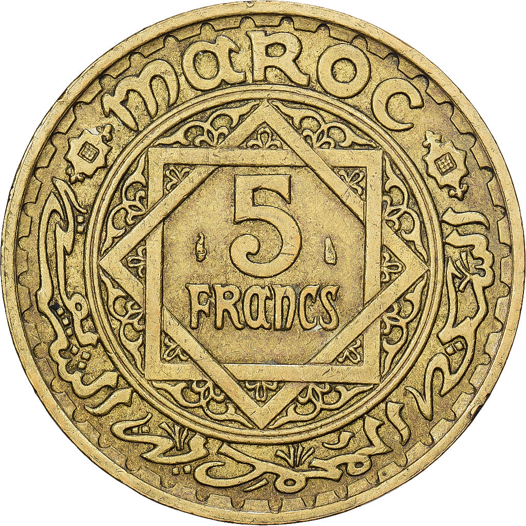 Morocco, Mohammed V, 5 Francs, 1365, Paris, Aluminum-Bronze, AU(50-53), KM:43
