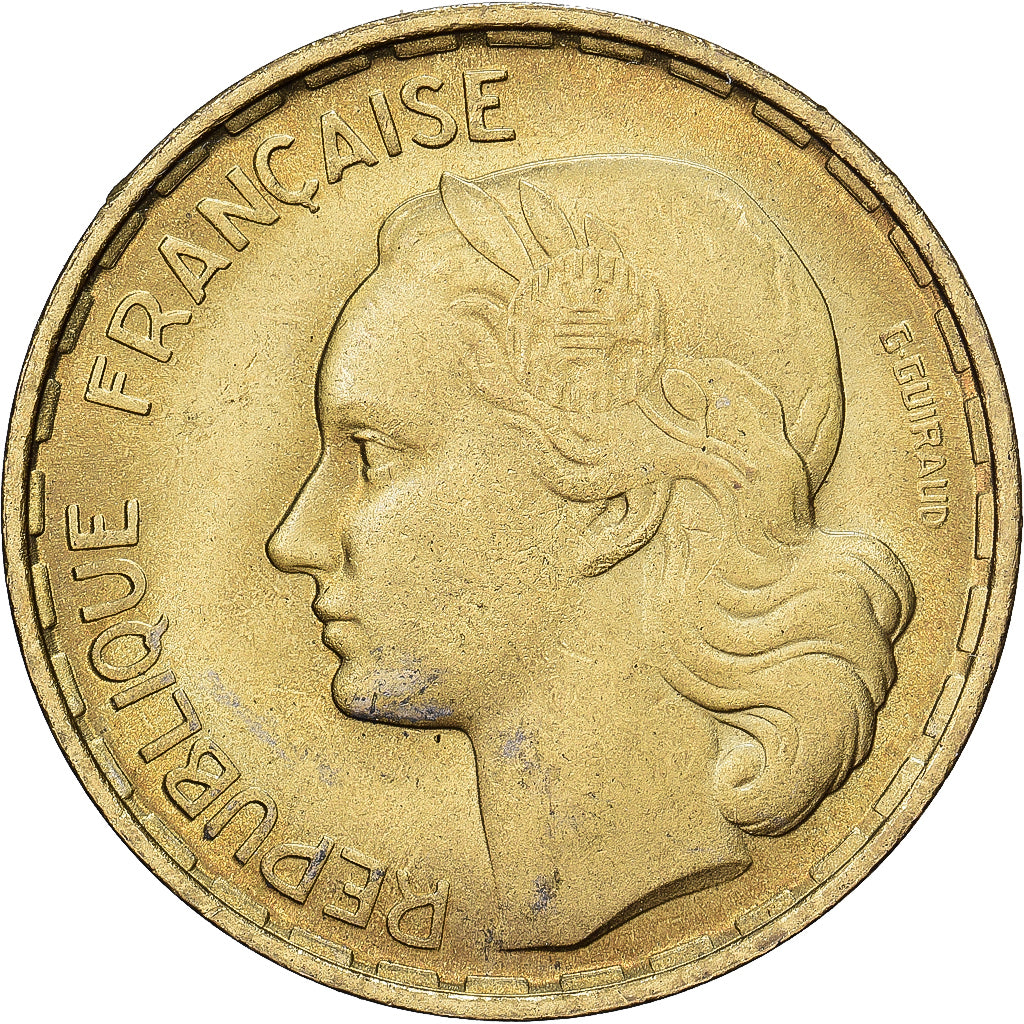 Frankrijk, 50 Francs, Guiraud, 1951, Paris, Aluminum-Bronze, FR+, Gadoury:880