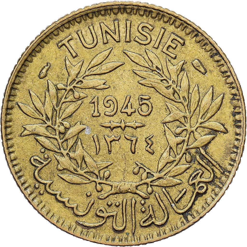 Tunisië, Anoniemen, Franc, 1945, Paris, Aluminum-Bronze, ZF+, Lecompte:231