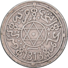 Morocco, Abdelaziz, 1 Dirham, AH 1313 (1896), Paris, Silver, EF(40-45)