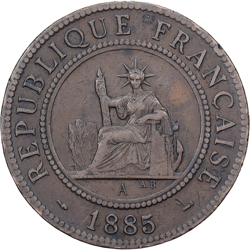 Frans Indo-China, Cent, 1885, Paris, Bronzen, ZF, Lecompte:37, KM:1
