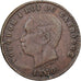 Cambodia, Norodom I, 10 Centimes, 1860, Bronze, AU(50-53), Lecompte:23, KM:M3