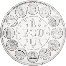 France, Medal, Ecu Europa, 1991, Silver, MS(63)