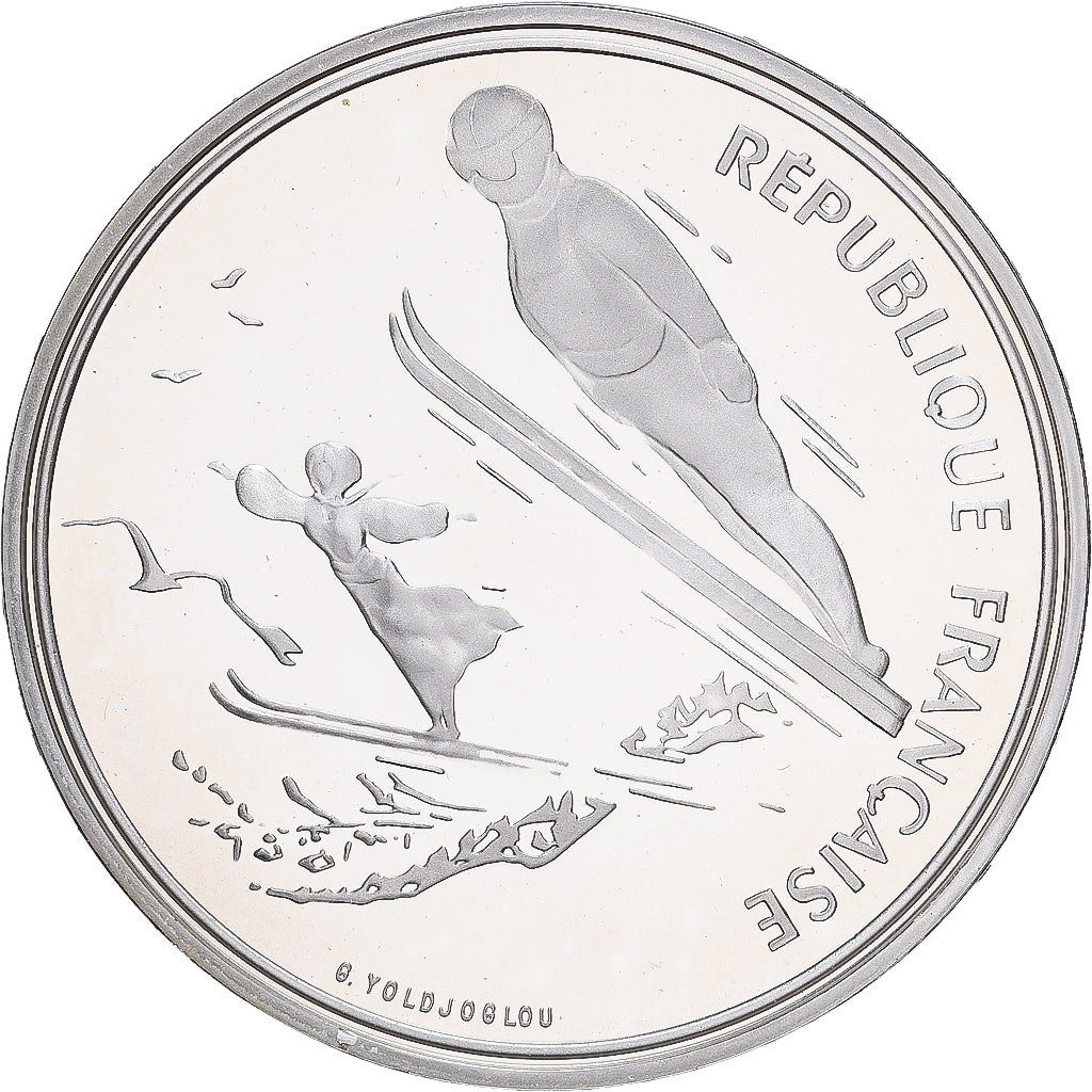 France, 100 Francs, 1992 Olympics, Albertville, Ski Jumping, 1991, MDP, Proof