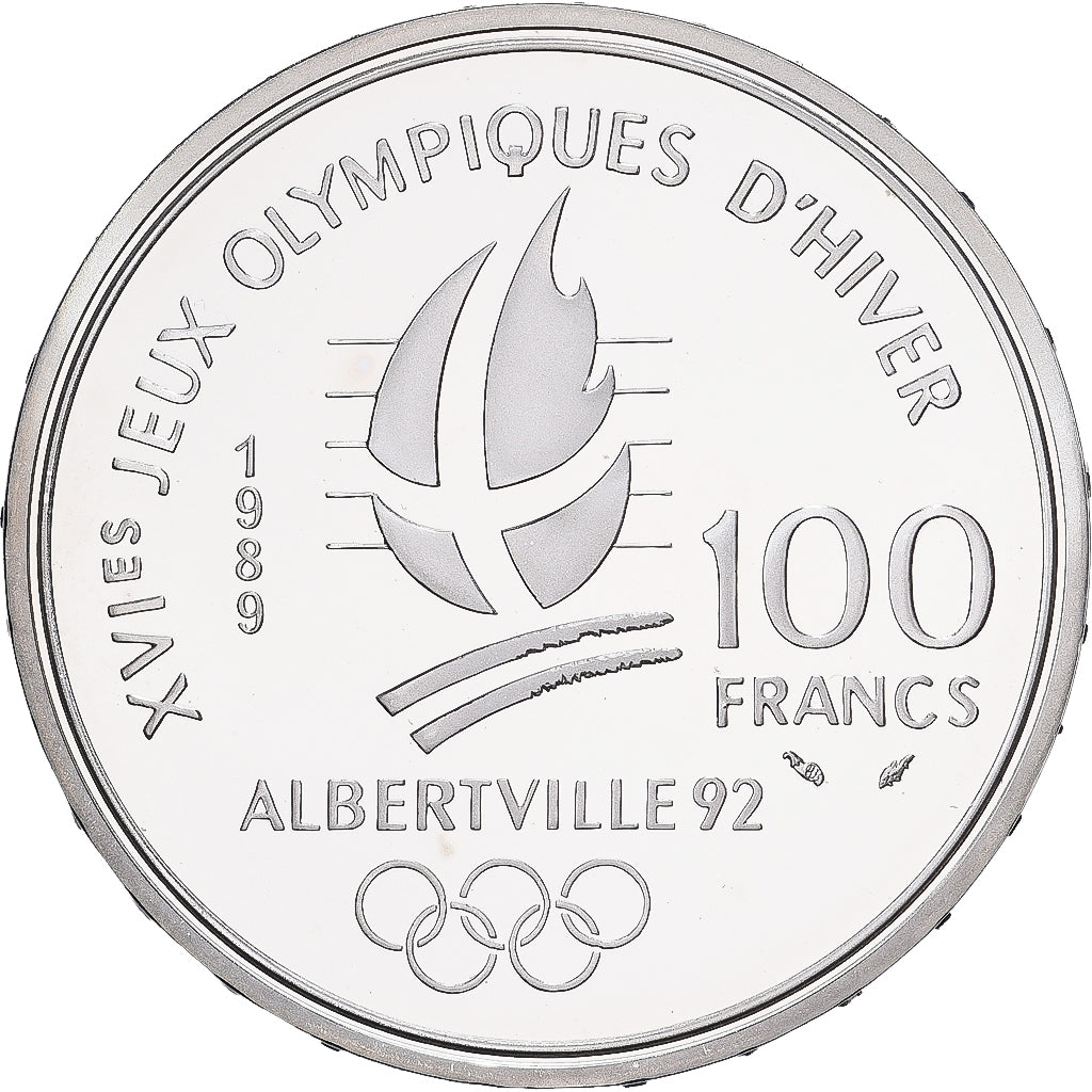 France, 100 Francs, 1992 Olympics, Albertville, Ice Skating, 1989, MDP, BE