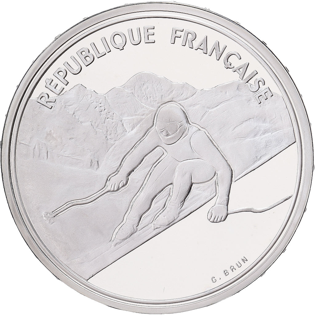 France, 100 Francs, 1992 Olympics, Albertville, Alpine Skiing, 1989, Paris