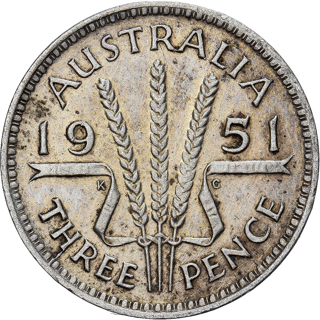 Austrália, George VI, Threepence, 1951, Prata, EF(40-45), KM:37