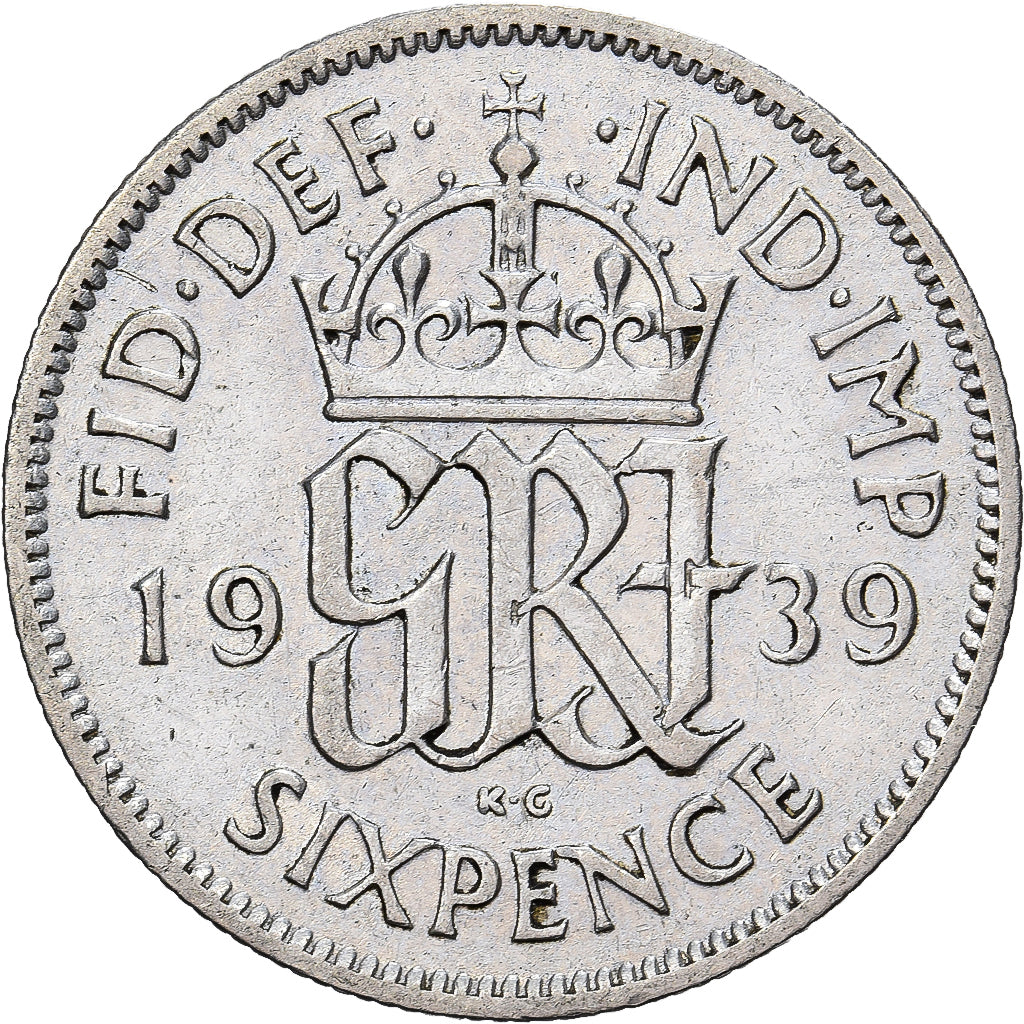 Great Britain, George VI, 6 Pence, 1939, Silver, EF(40-45), KM:862